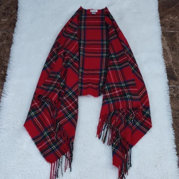 Mud Pie Red Plaid Fringe Scarf - Picture 8 of 12